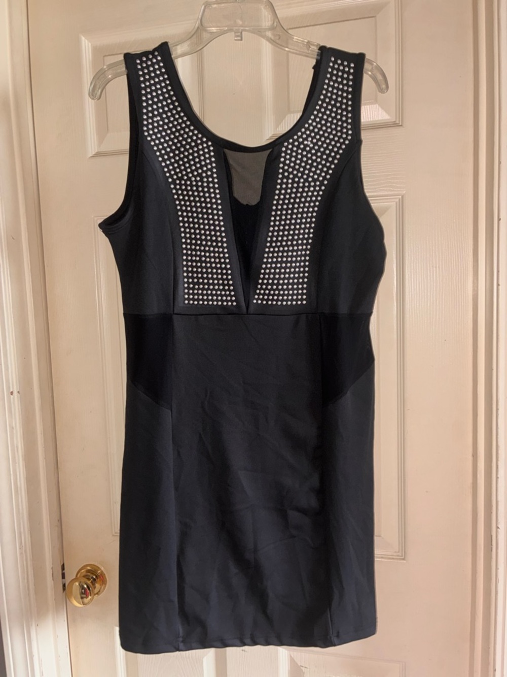 Say What? Black Midi Dress with Silver Stud Accents